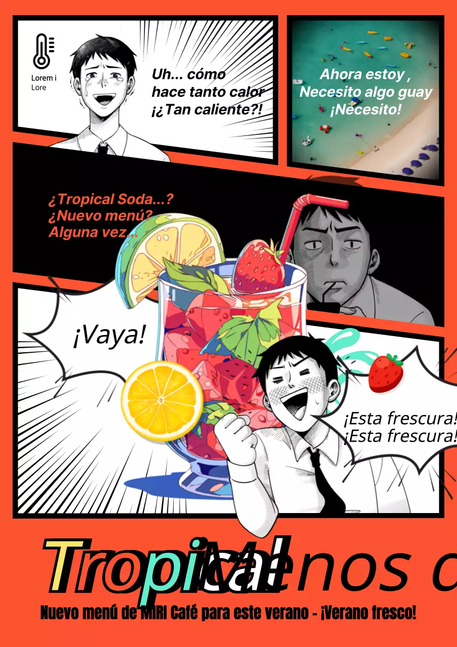 Promociona una nueva carta de bebidas veraniegas en rojo y negro