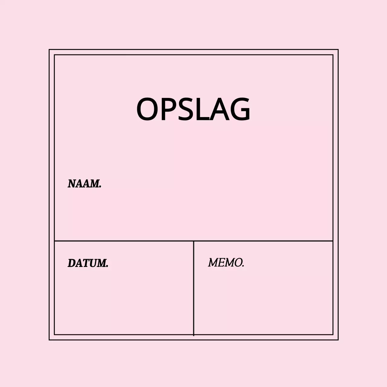 Roze eenvoudige kader opbergetiketten