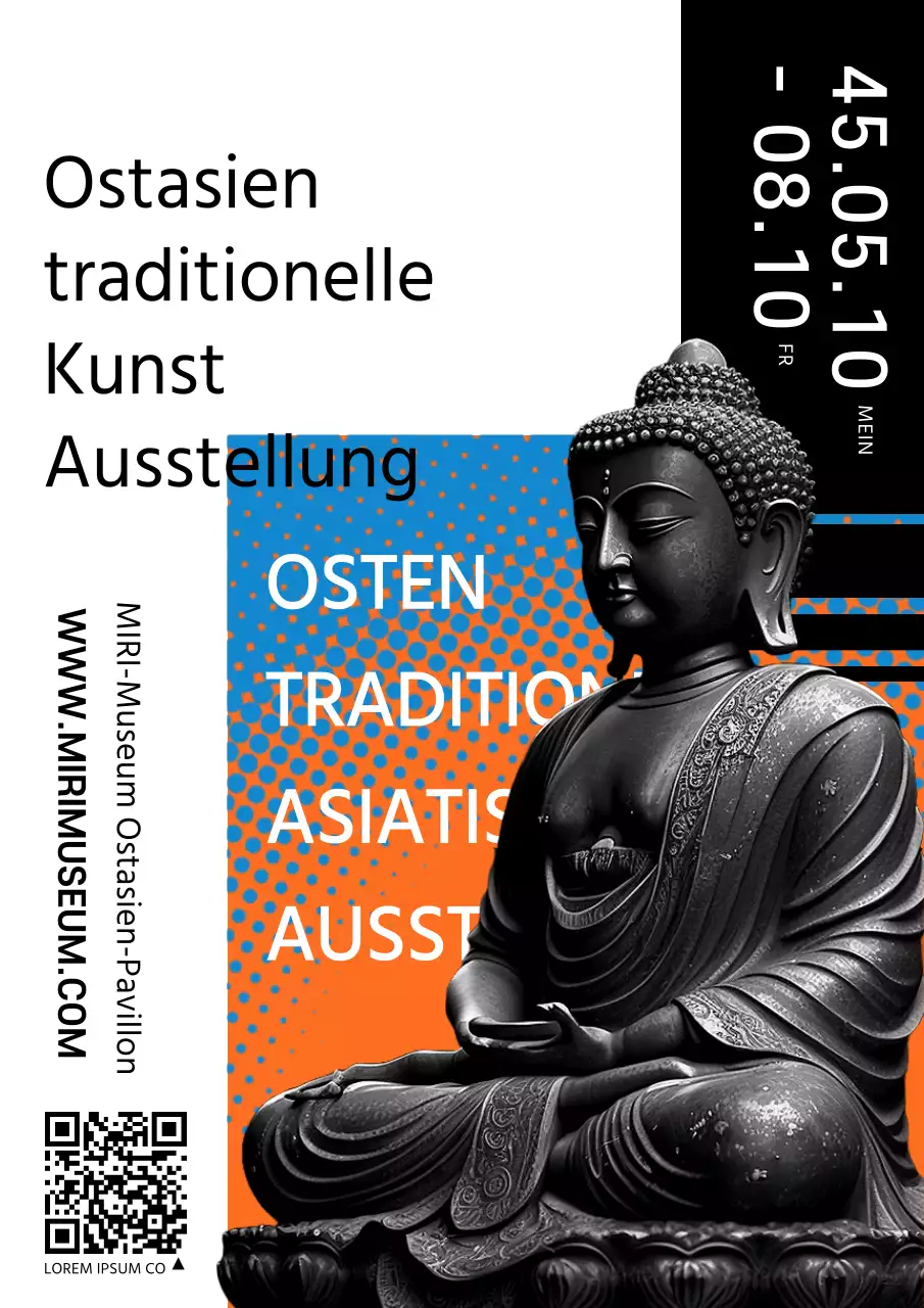 Museumsausstellung moderner ostasiatischer traditioneller Kunst in weißem Schwarzstift