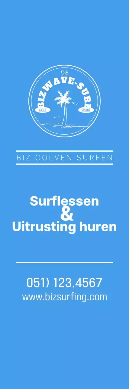 Een eenvoudig blauw met geel surfembleem om de winkel te promoten.
