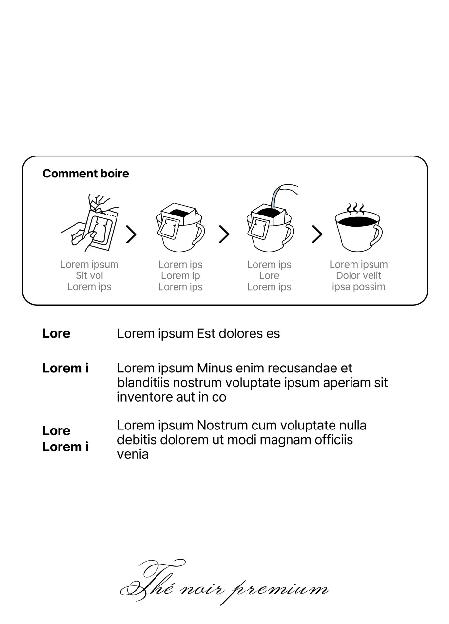 Illustration au trait du paquet de thé noir