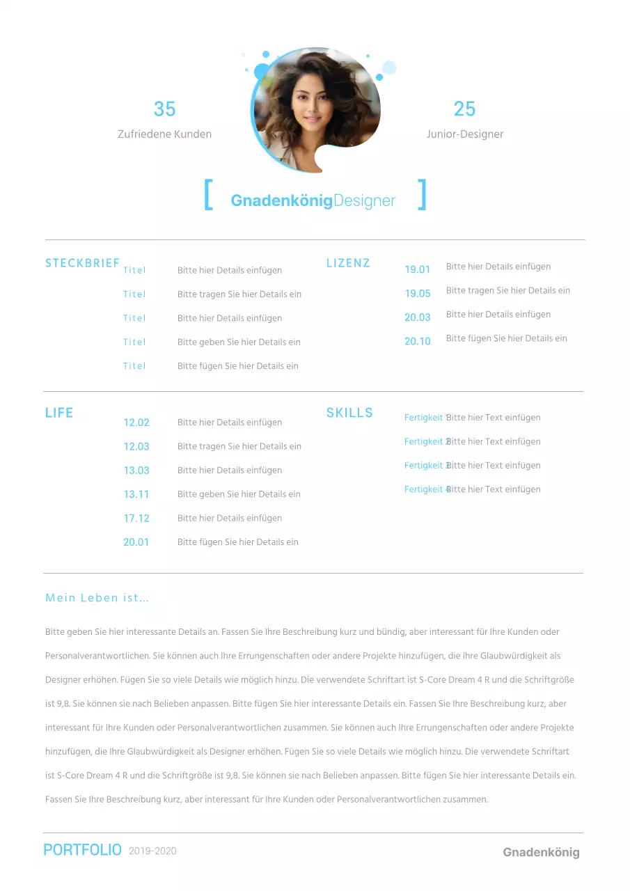 Hellblaues einfaches Anschreiben