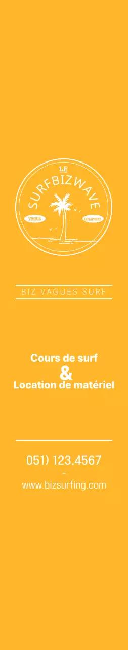 Un logo simple, bleu et jaune, représentant l'emblème du surf, pour promouvoir le magasin.