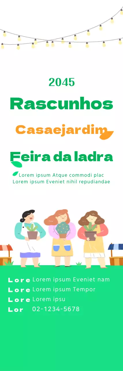 Ilustração de um mercado giro em verde claro e laranja para informação e promoção do mercado