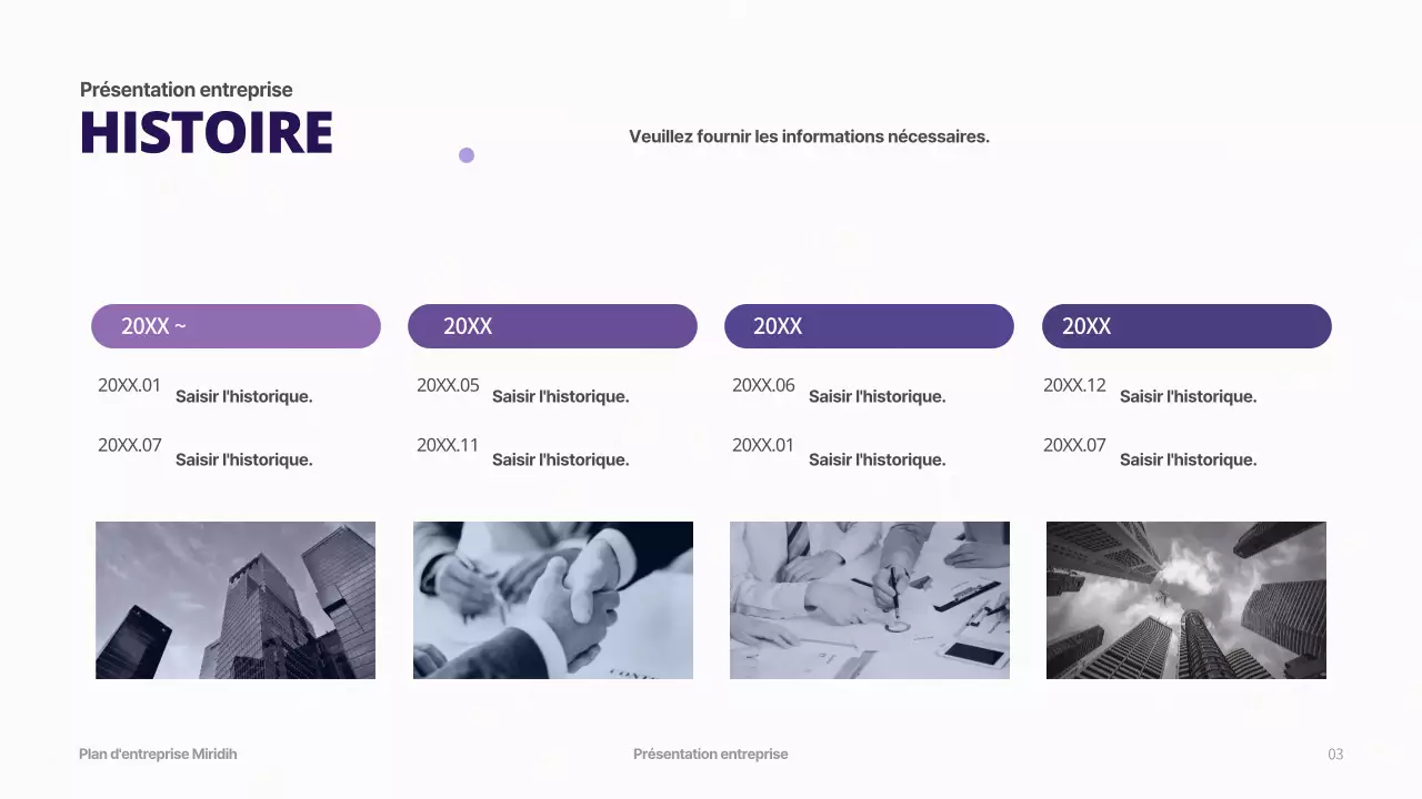 Plan d'affaires avec un concept de dégradé violet