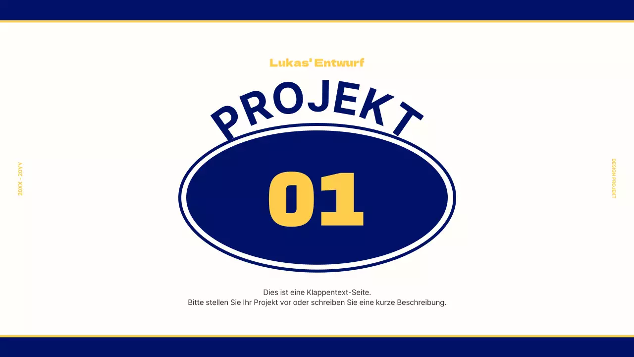 Designmappe für ein Vintage-Retro-Konzept in Marineblau und Gelb