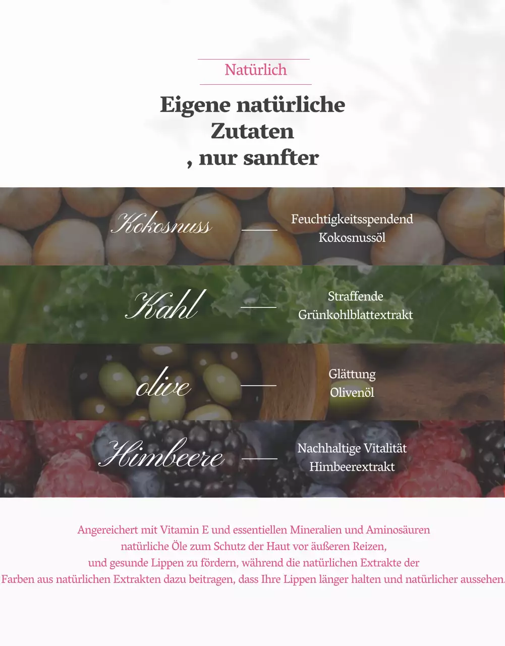 Einführung eines sauberen und eleganten Lippenbalsams in Weiß und Rosa