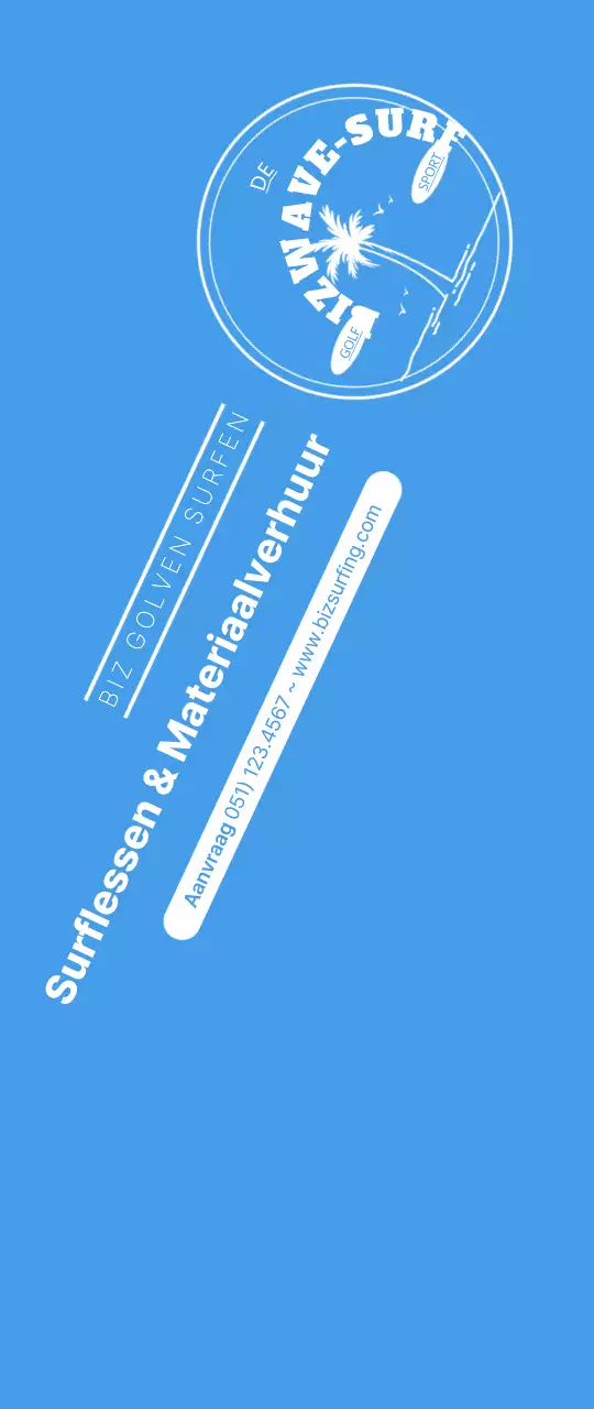 Een eenvoudig blauw met geel surfembleem om de winkel te promoten.