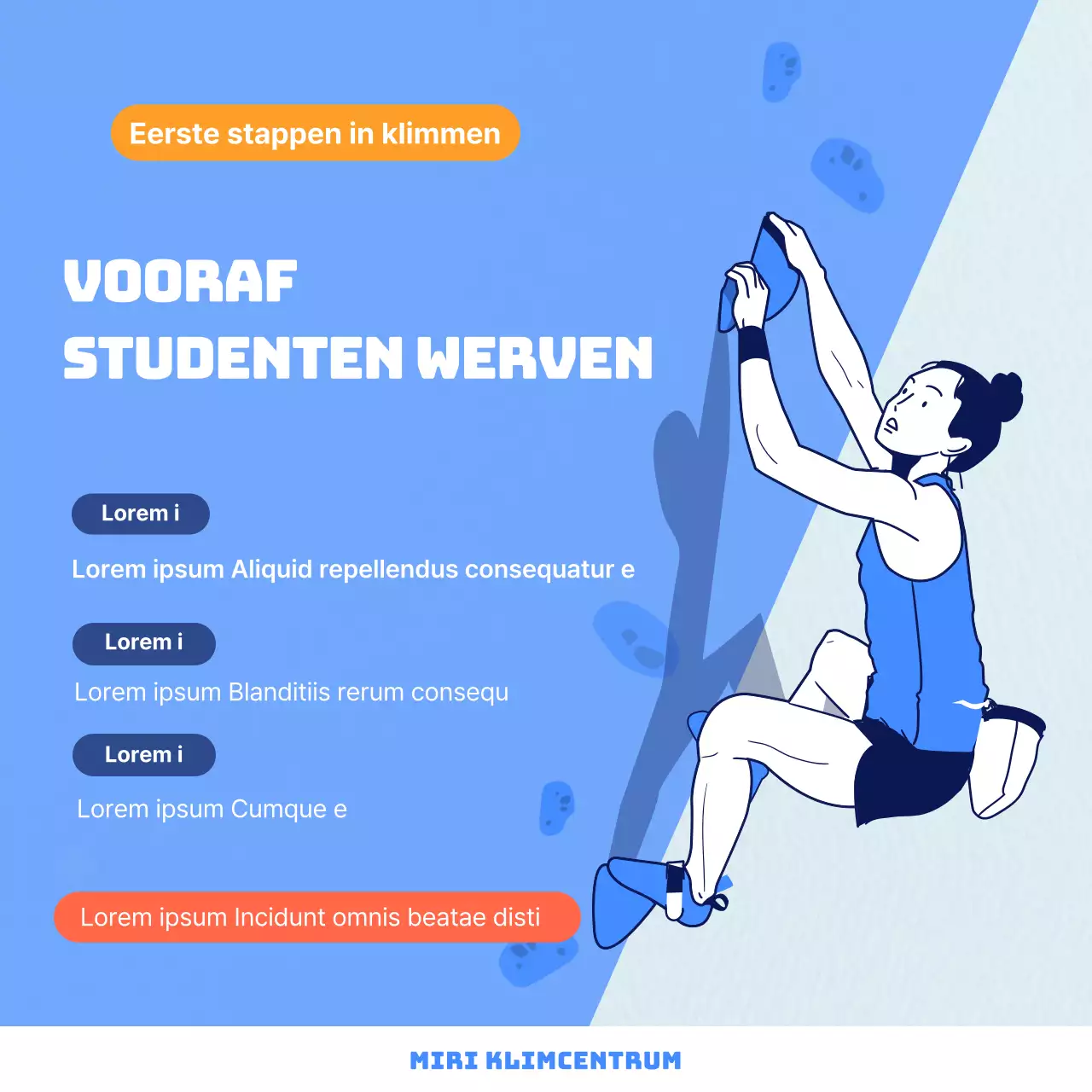 Cool en dynamisch sportklimkaart in oranje met blauwe achtergrondNieuws