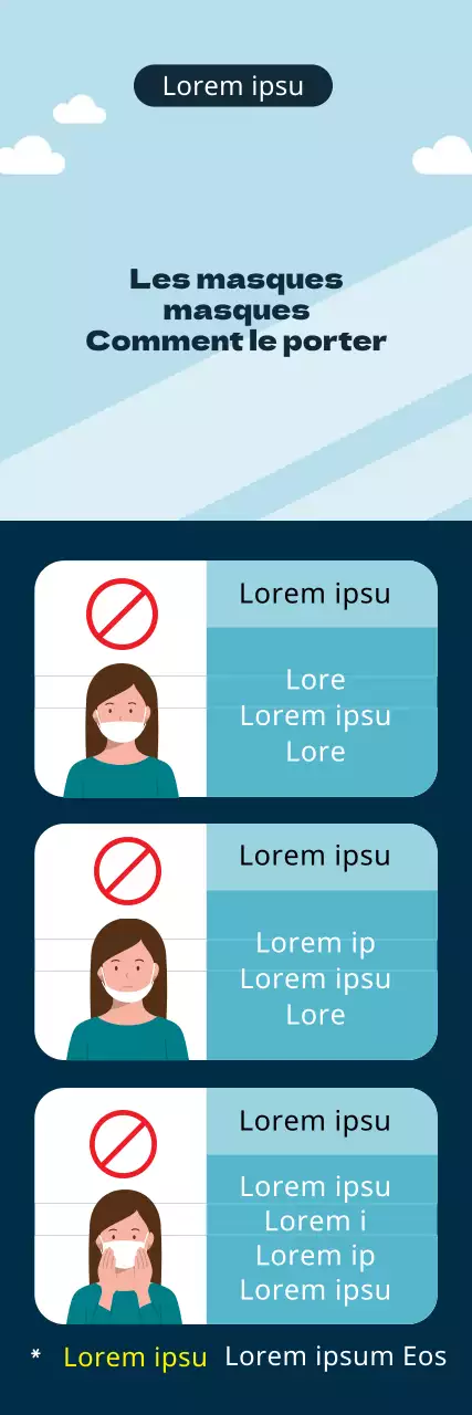 Guide de prévention du coronavirus simple et illustré en bleu