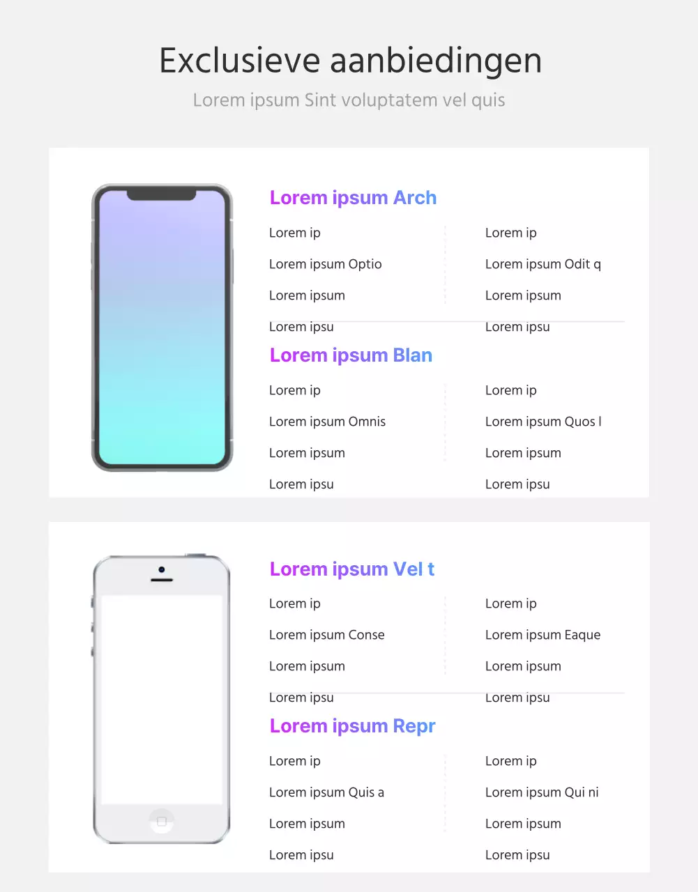 Pagina met carriergegevens