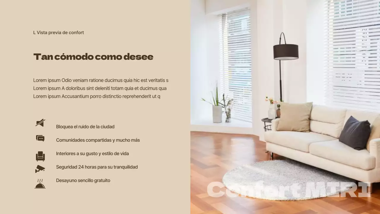 Carta de oferta de apartamento beige y marrón