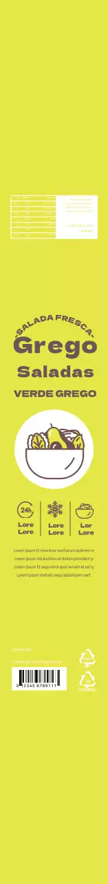 Lancheira para salada com ícone simples verde-limão