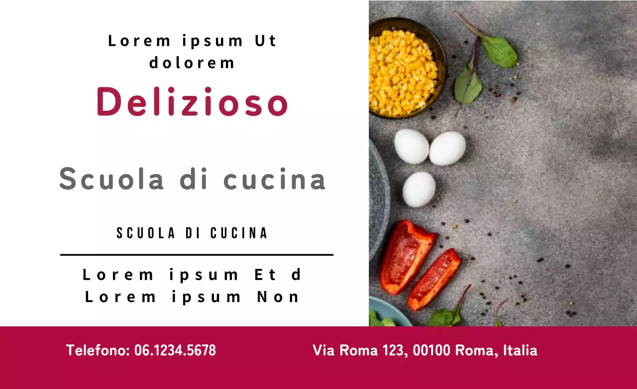 Promozione della scuola di cucina fotografica in bianco e viola