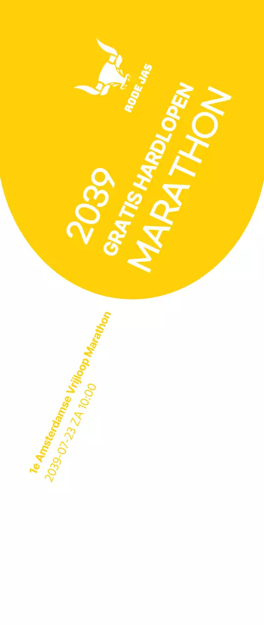 Eenvoudige stijl in geel en wit voor marathoninformatie en promotie