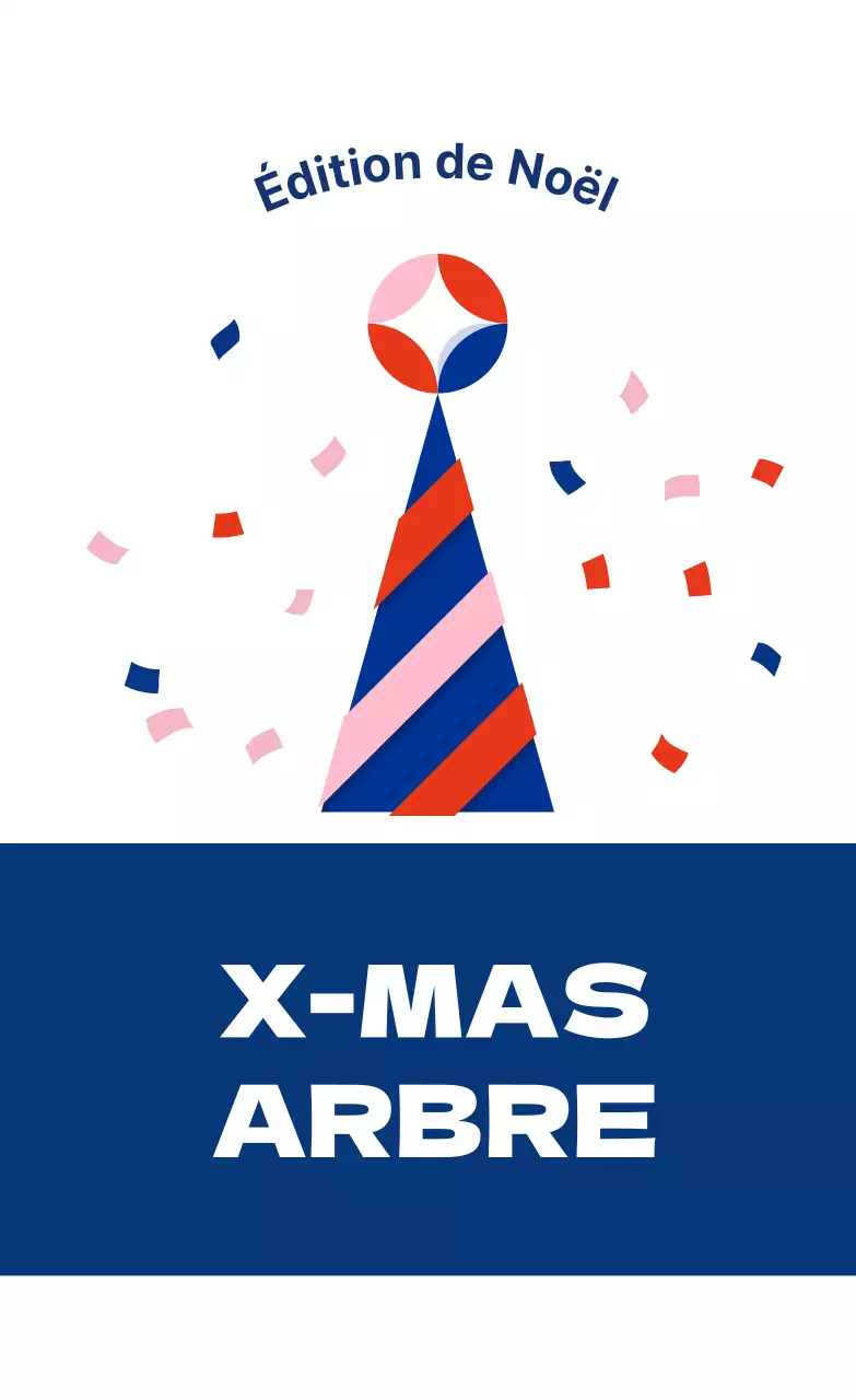 Étiquettes de Noël illustrées bleu-rouge