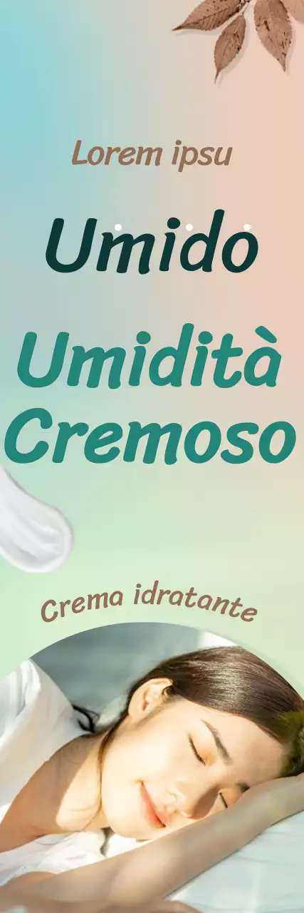 Striscione promozionale in crema idratante autunnale in rettangolo verticale marrone e turchese