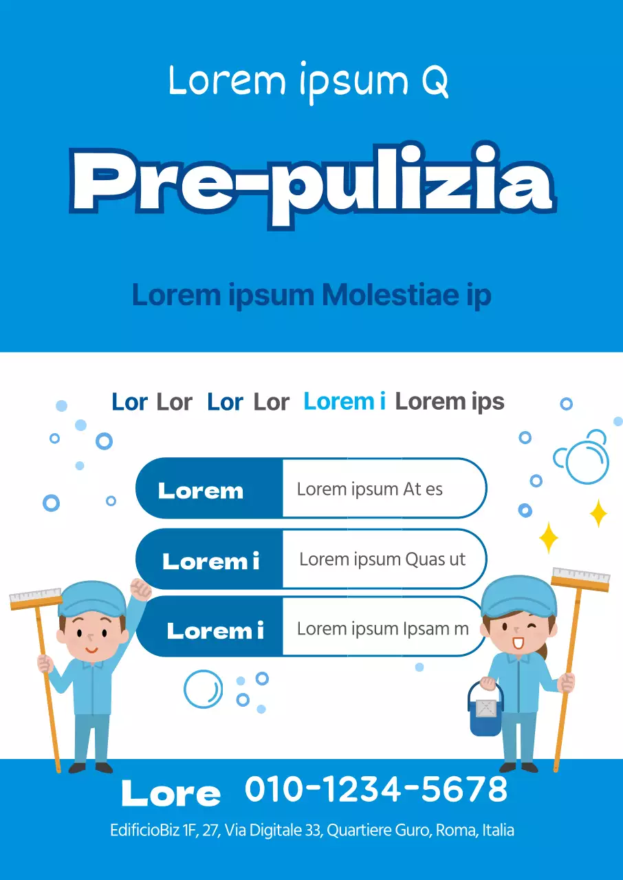 Illustrazione blu del servizio di pulizia carino holbo