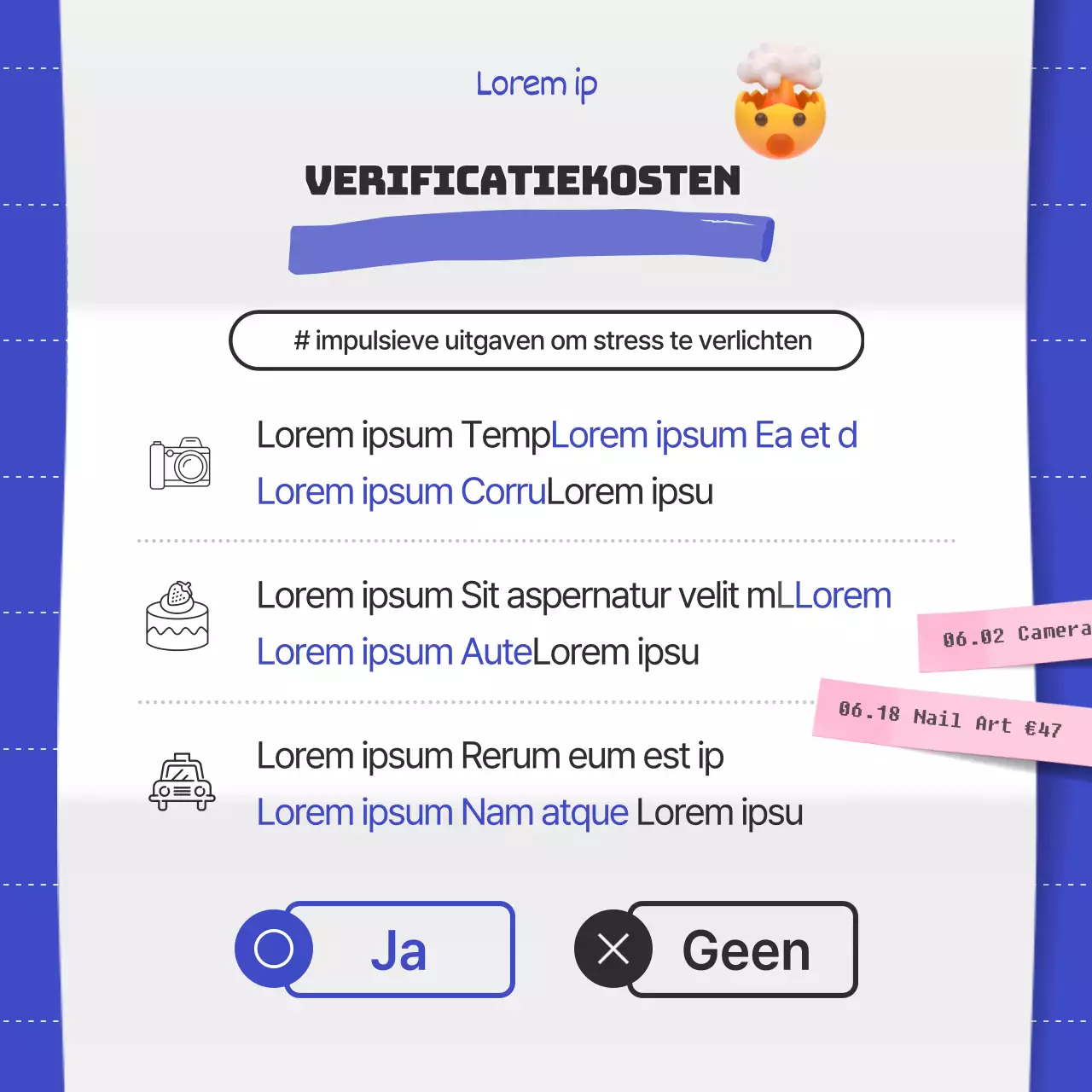 Blauwe en zwarte overbestedingsfactuur