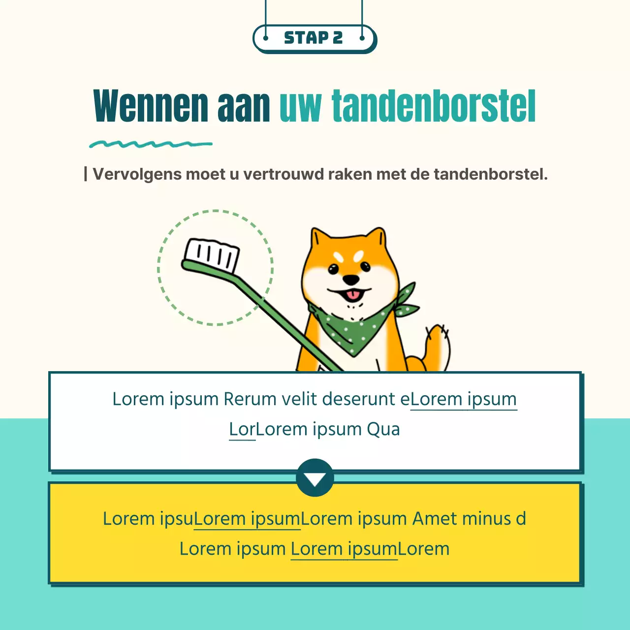 Geïllustreerde hondenborstels in mint en geel