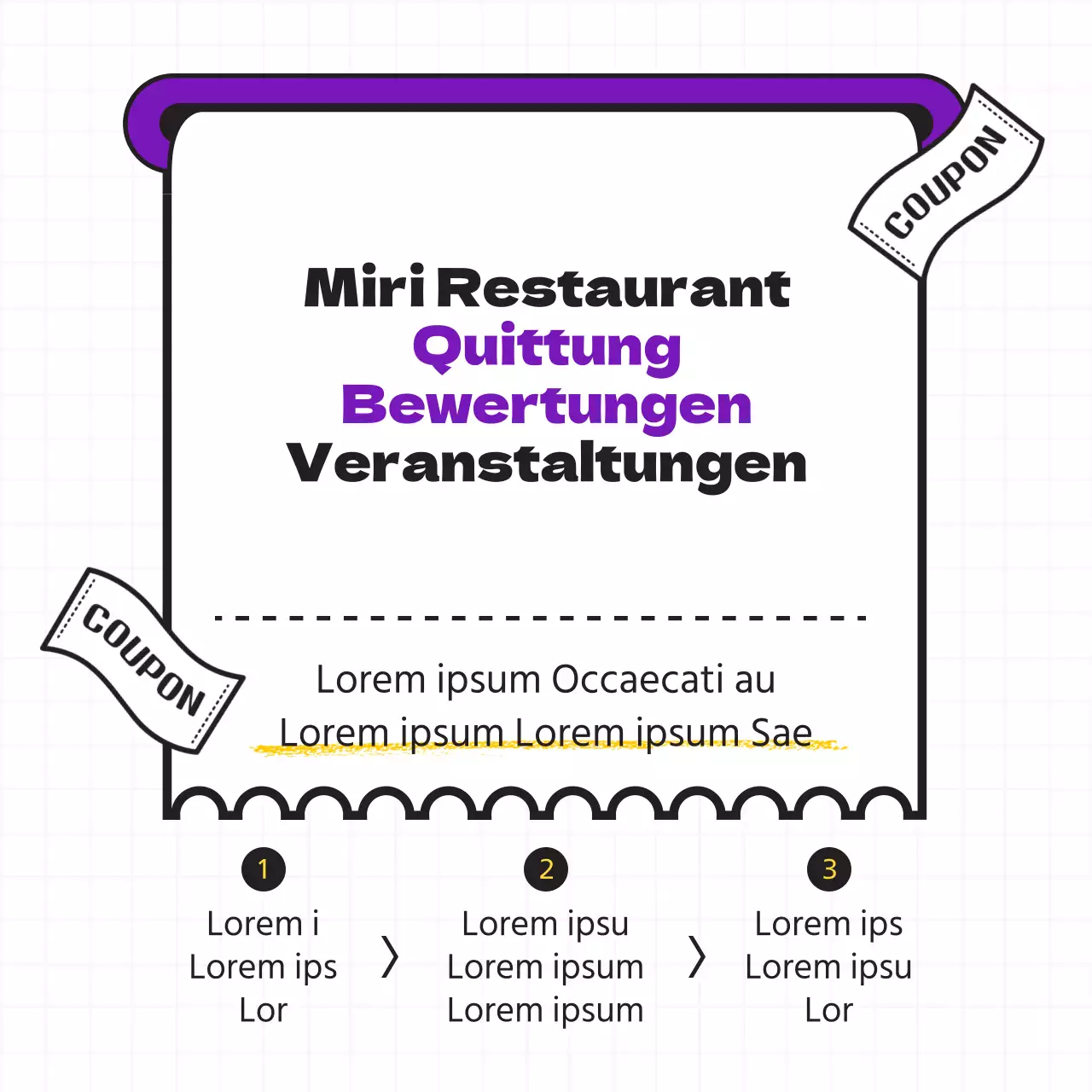 Inhalt der Eingangskontrolle in lila und schwarz