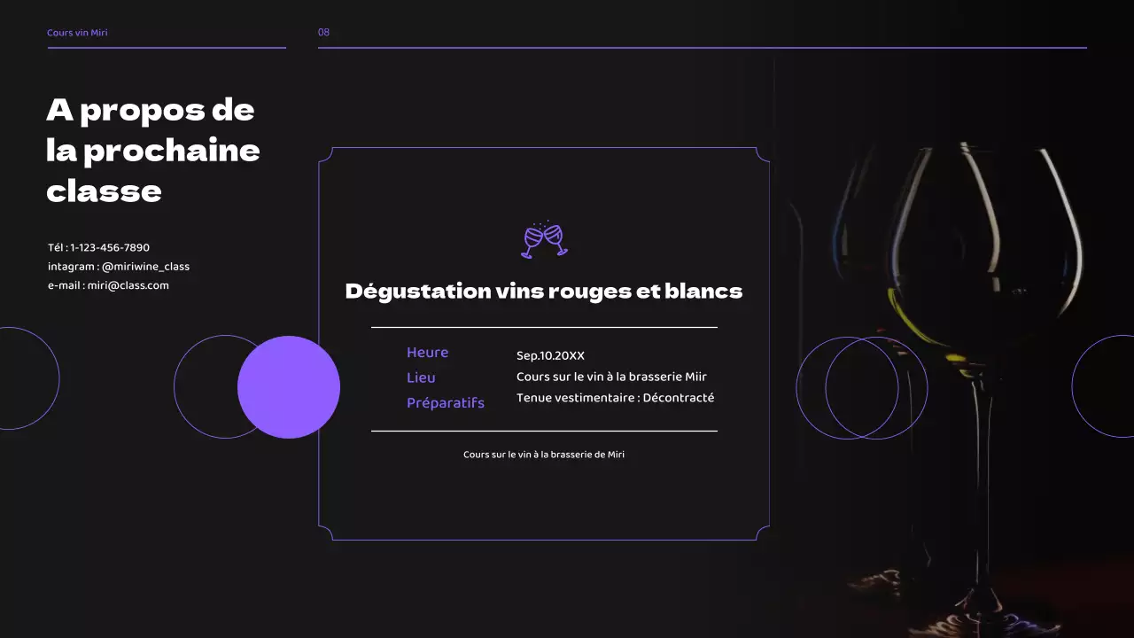 Séminaire de cours de brassage de vin dans les tons noirs et violets