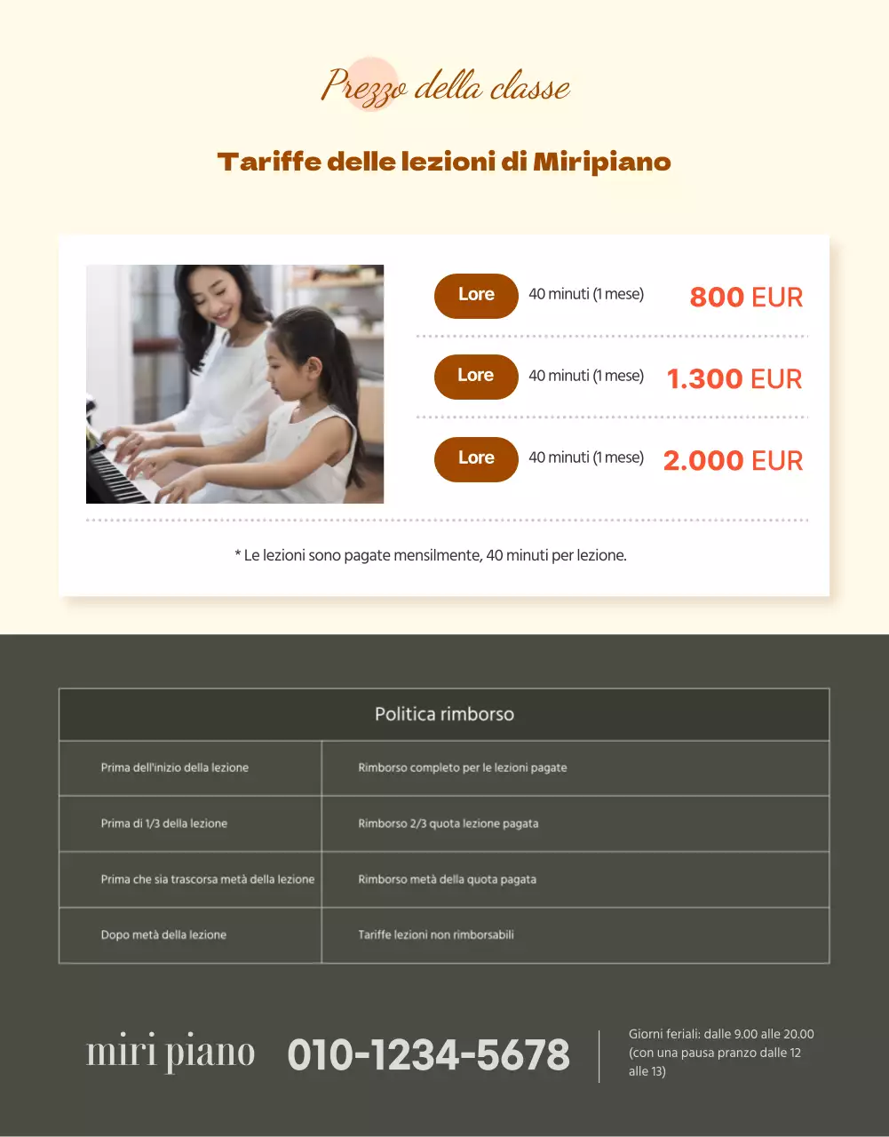 Dettagli di una lezione di pianoforte pulita ed emozionale