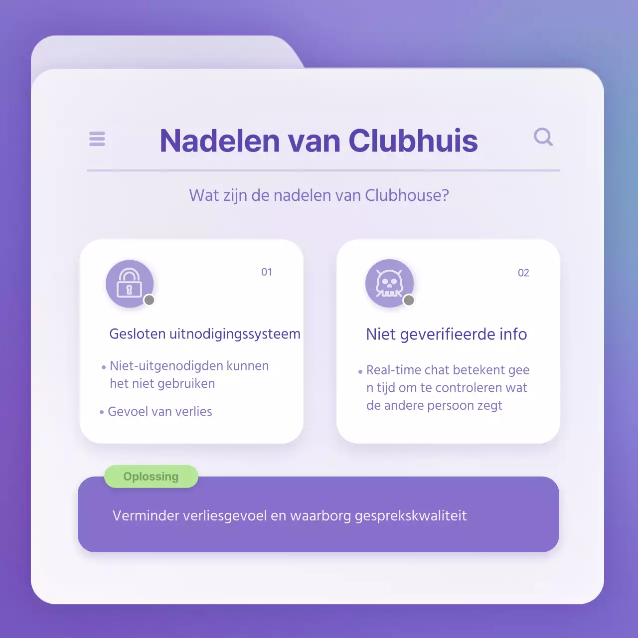 Strak bestandsconcept in paars en wit om je op de hoogte te houden