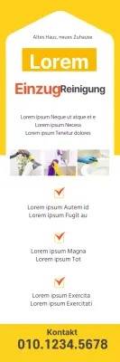 Gelbe Illustration niedlicher Reinigungsservice holbo