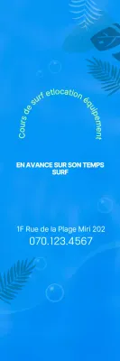 Illustration simple de l'océan en bleu et chartreuse pour l'information et la promotion du surf.