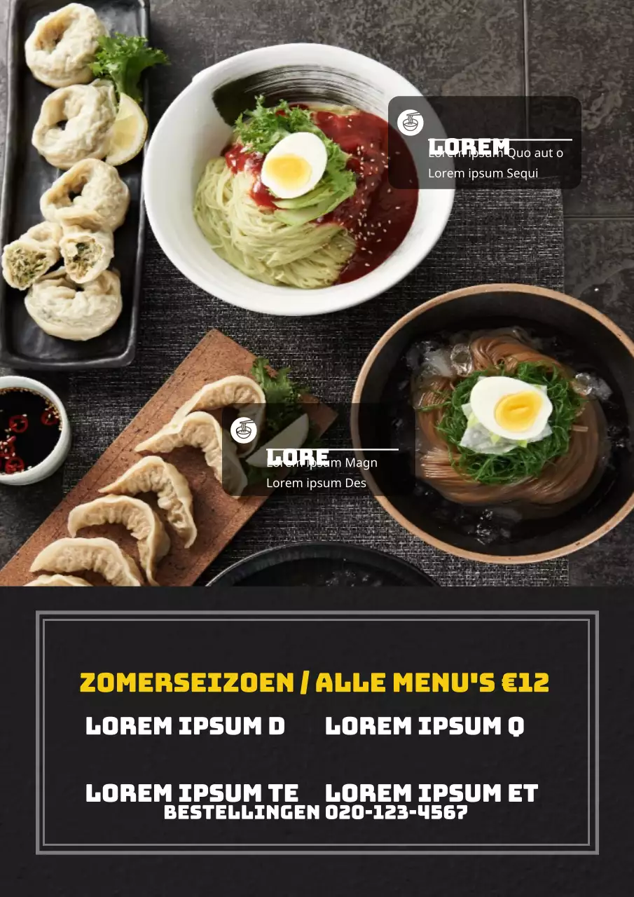 Koude noedel restaurant menu