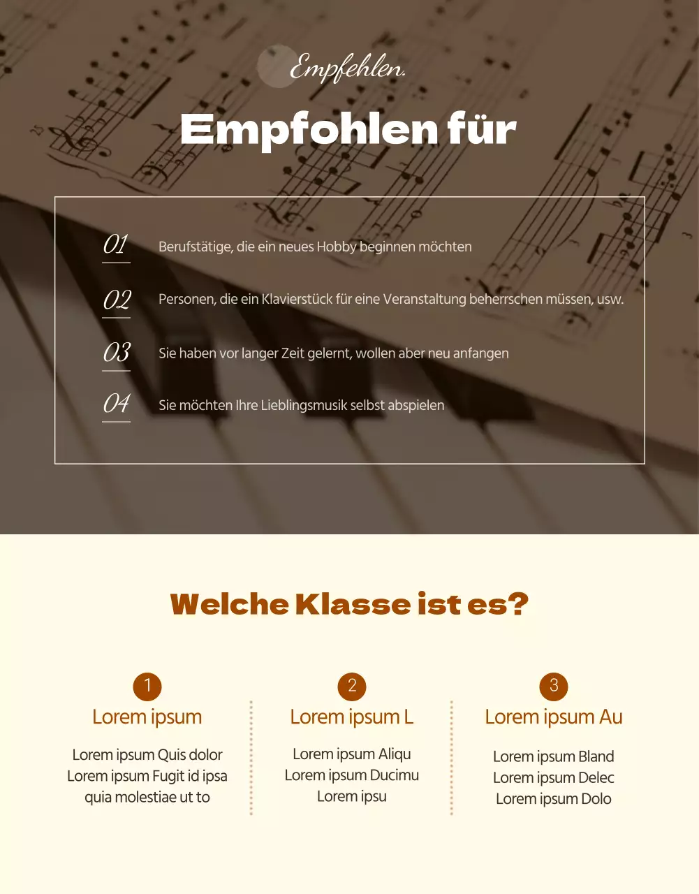 Saubere, emotionale Details zum Klavierunterricht