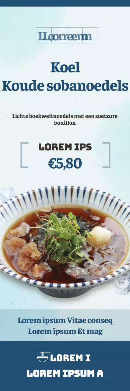 Zomervoeding koud boekweit X-banner in lichtblauw en blauw