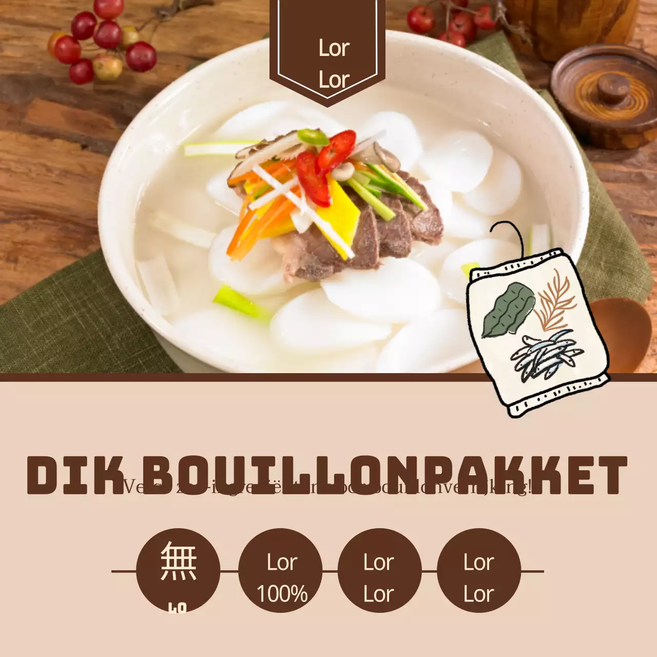 Bouillonverpakking vierkante sticker