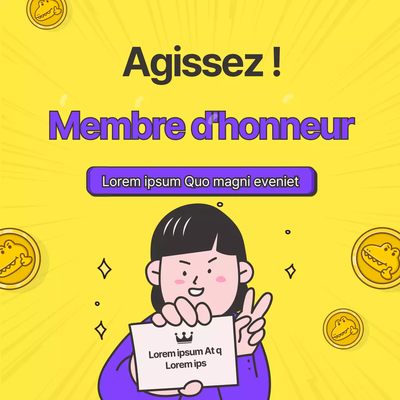 Fond jaune Membre honoraire Effets forts Funny Banner with Coin Flying