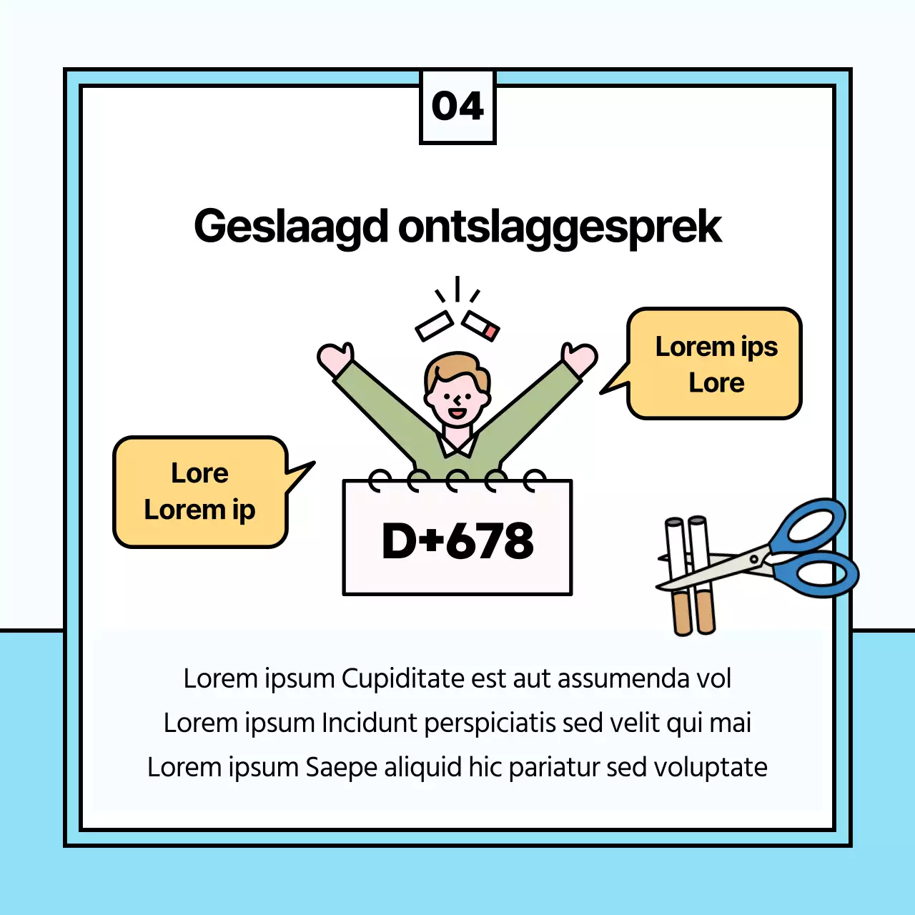 Schattige illustratie van de effecten van stoppen met roken in lichtblauw en roze