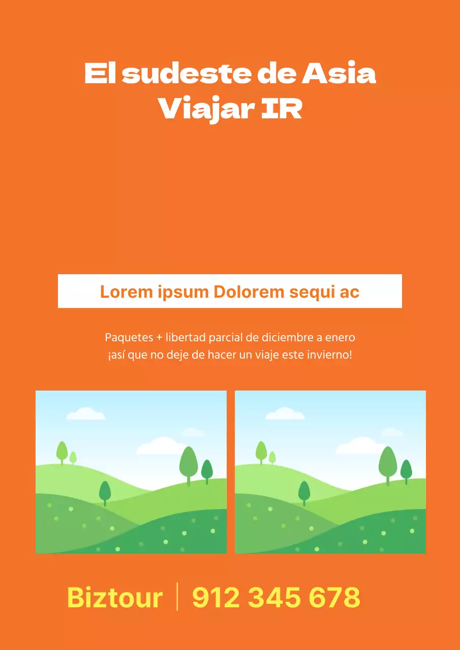 Promoción sencilla de viajes combinados con una foto naranja