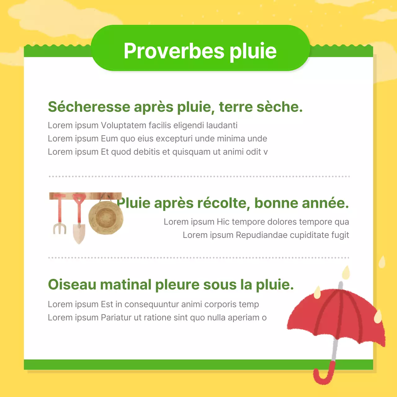 Nouvelle carte rurale sur fond jaune