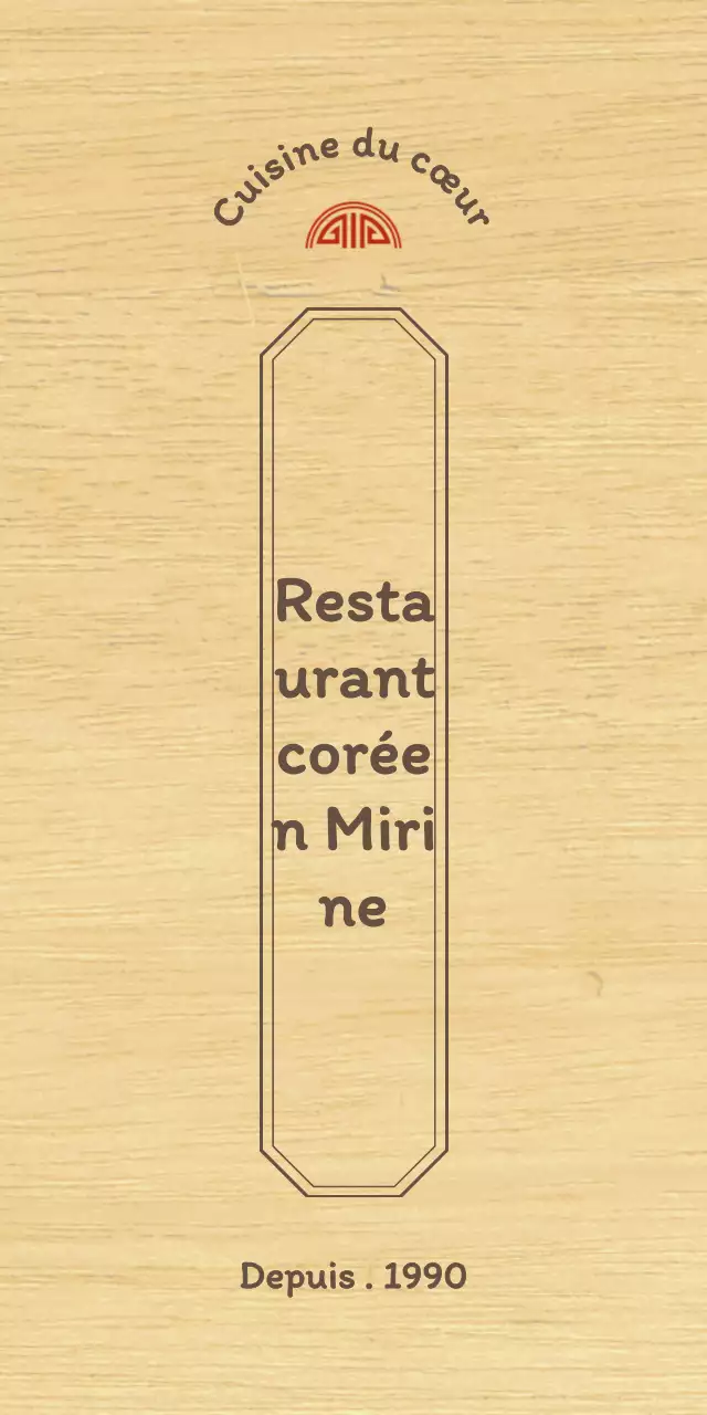 Conception d'un restaurant coréen avec une bordure conceptuelle nette en marron et rouge