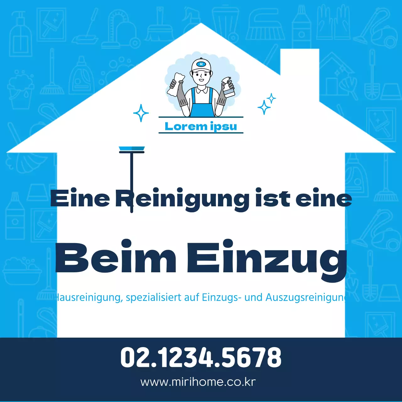 Einzugsreinigung Reinigungsservice in blau