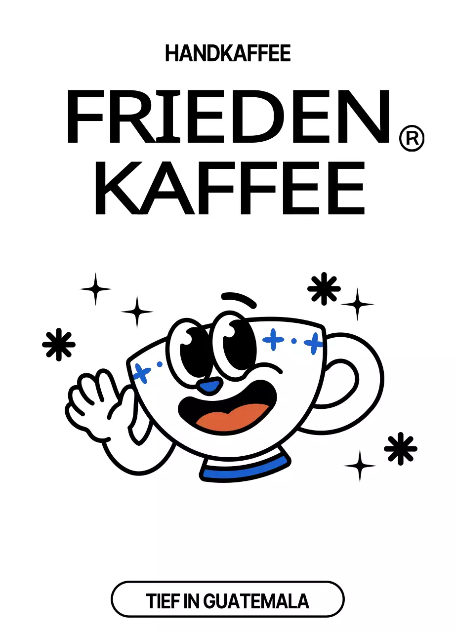 Nettes Design Kaffeebohnen mit blauen und roten Kaffeetasse Charakter Illustrationen