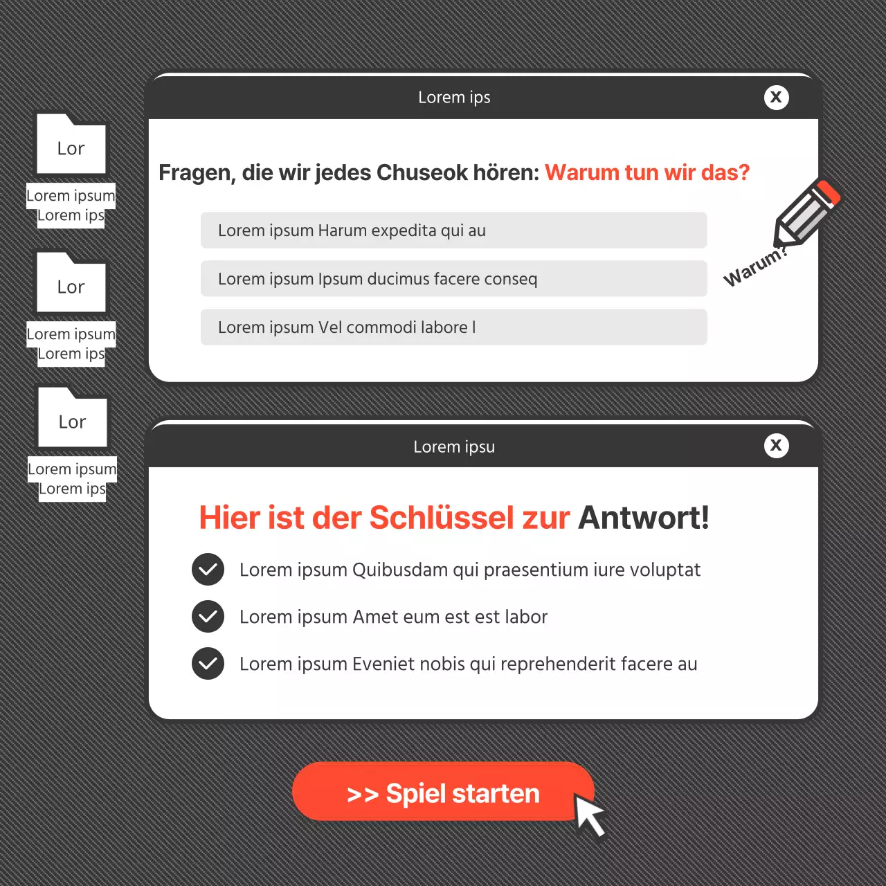Dunkelgraue und orangefarbene Obon-Feierkarte im SpielformatNews