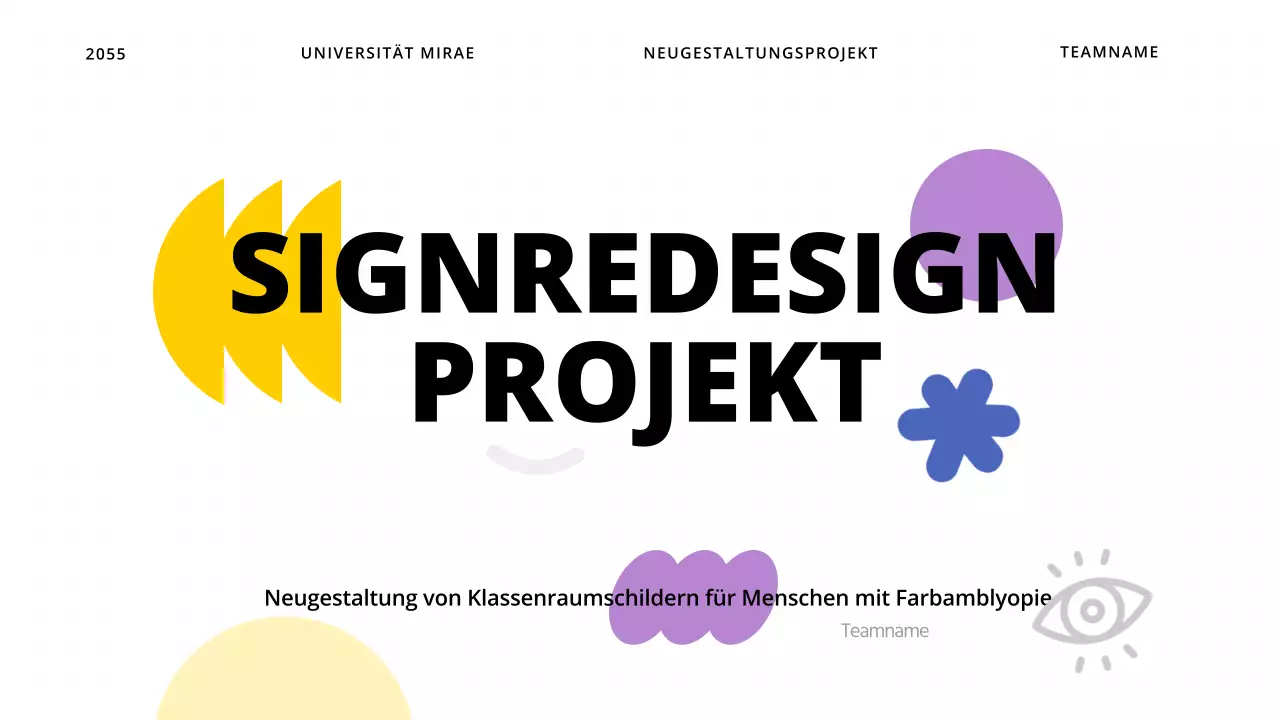 Ein einfaches Designprojekt für Farbenblinde, das Formen mit gelben Akzenten verwendet