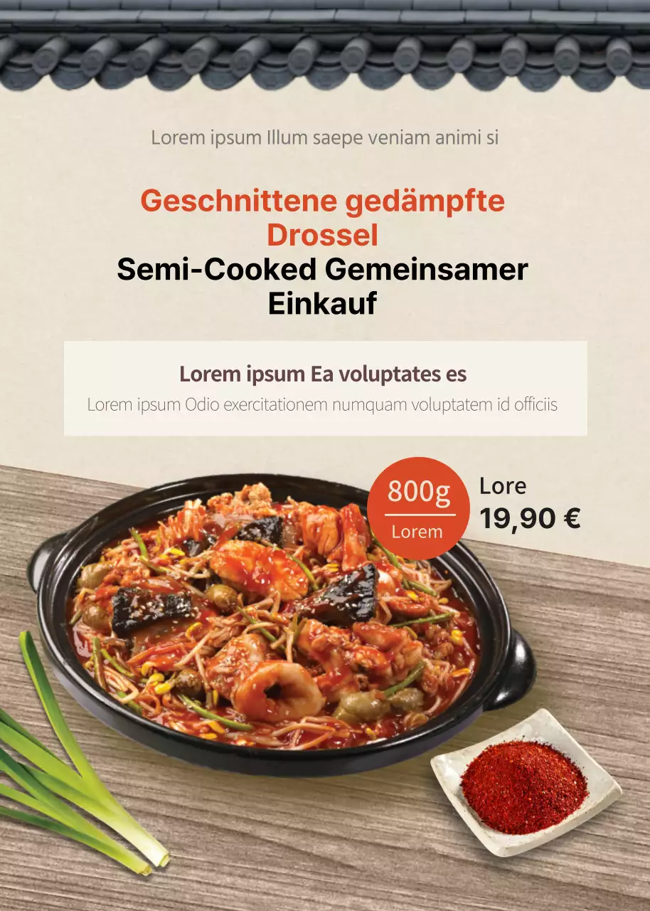 Popup-Seite für eine Lebensmittelveranstaltung mit traditionellem Design