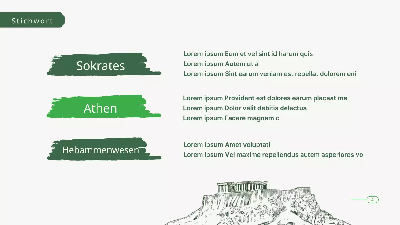 Grün gefärbte Philosophie-Buchclub-Präsentation