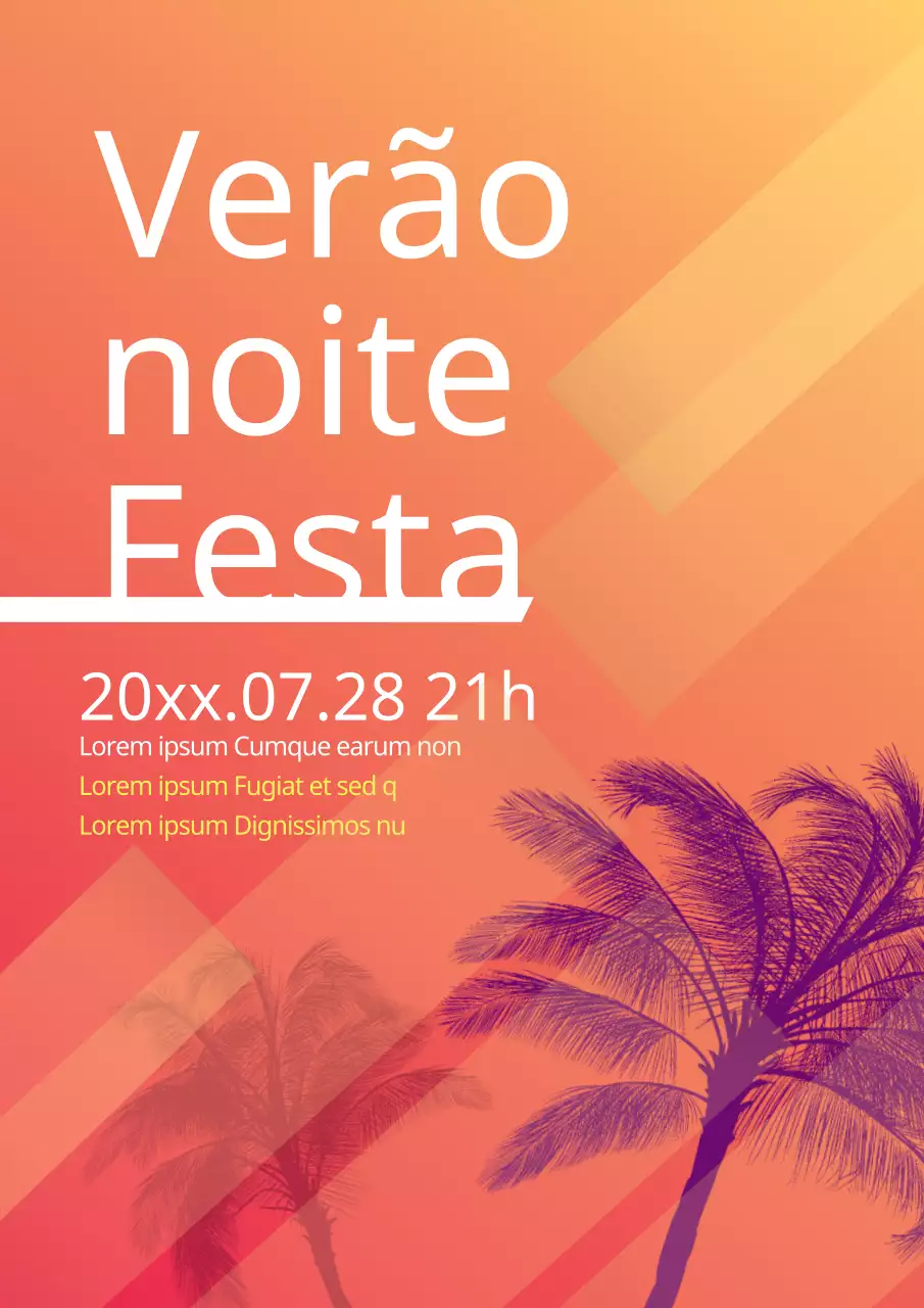 Folheto simples para organizar uma festa de verão na piscina