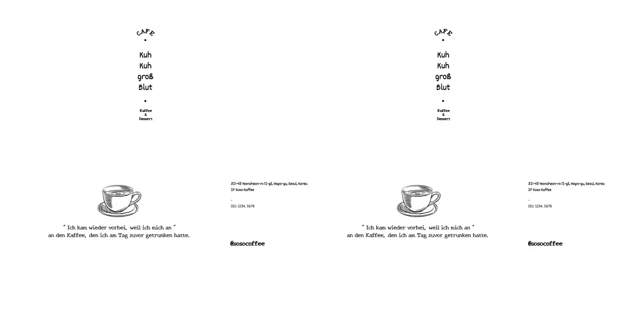 Information und Förderung von Café-Informationen in einem emotionalen Illustrations- und Textstil