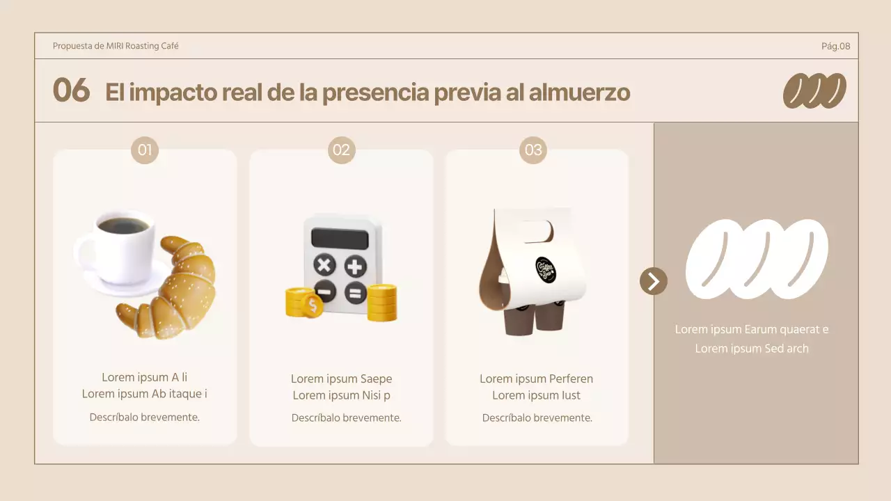 Marrón Ilustración 3D Retro Concept Cafe Propuesta para un Café