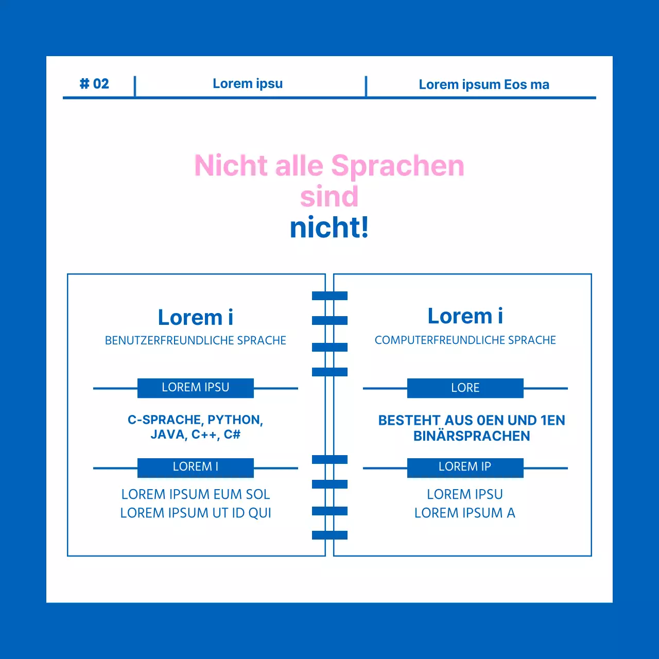 Programmer's Day Karte Nachrichten Design in blau und rosa