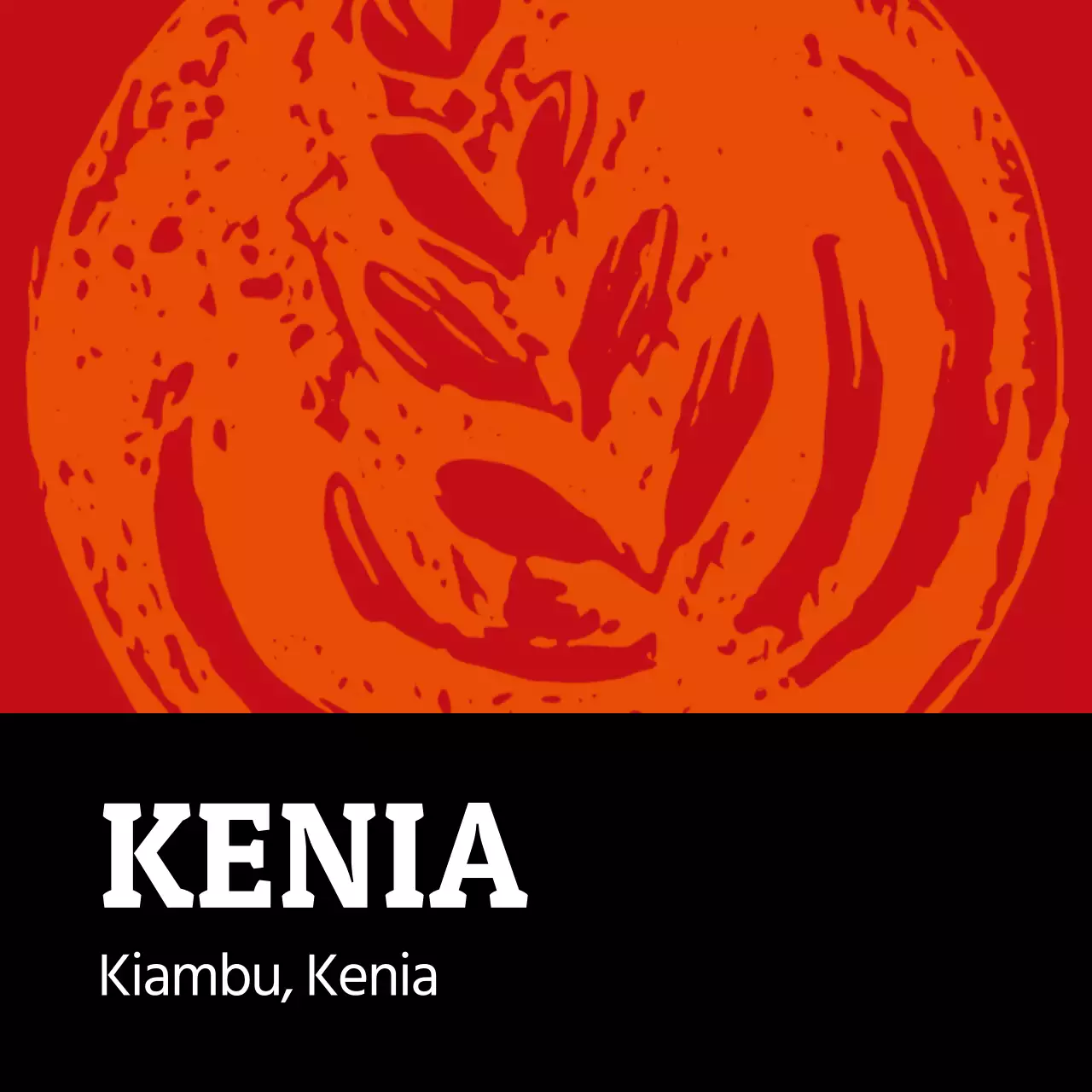 Etiqueta colorida ilustrada Vintage Bean to Cup Coffee Label Kenya (cuadrada)